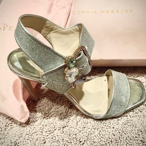 Sophia Webster Arlo Glitter Sliver Jewel Sandals